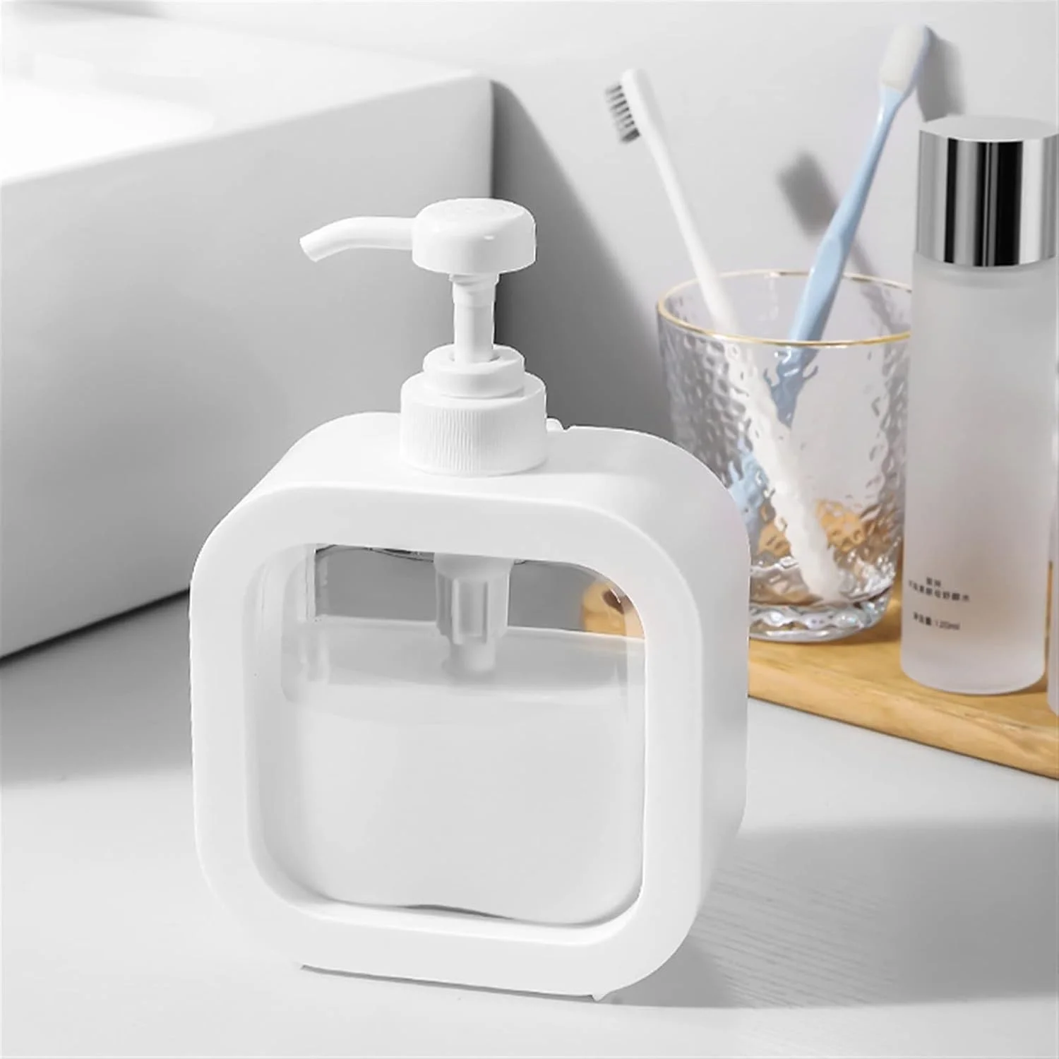 WMGSDWB جا مایع ظرفشویی آشپزخانه، بطری خالی پمپ شامپو، ظرف صابون ظرفشویی، ژل دوش حمام، مخزن مایع لباسشویی 300/500 میلی لیتر