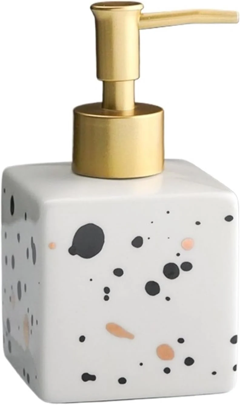 جا مایع دستشویی سرامیکی مربع کوچک 280 میلی لیتری پمپ لوسیون برای حمام (سفید)