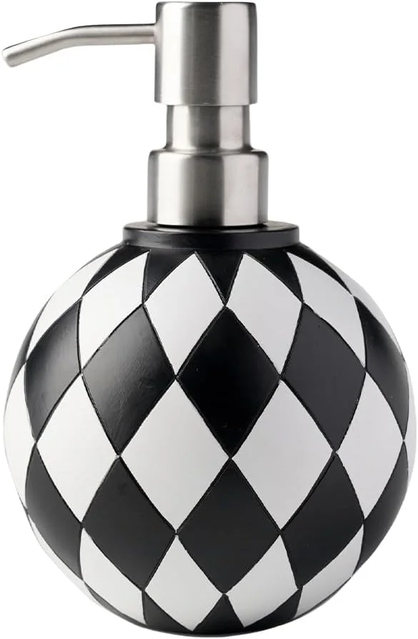 جا مایع دستشویی طرح شطرنجی، بطری خالی 11x11x16.5 سانتی متر، جا مایع ظرفشویی برای آشپزخانه