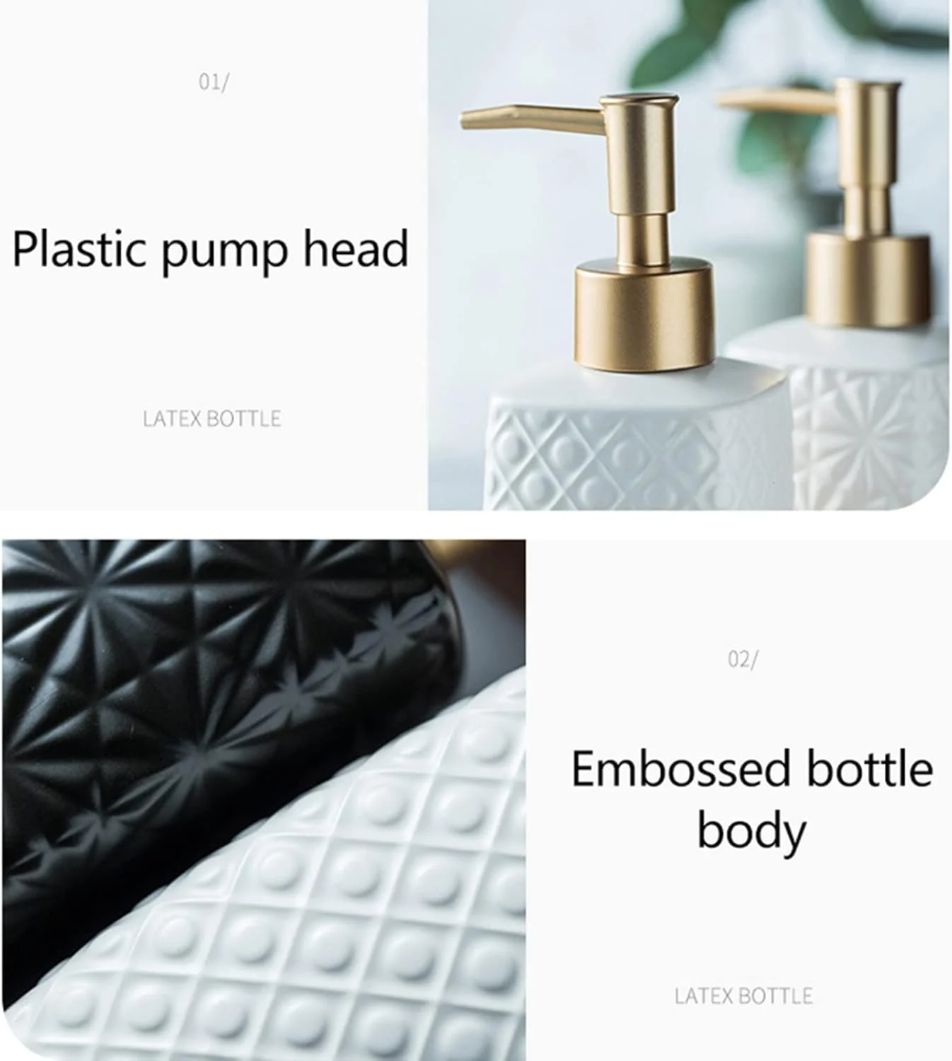 دیسپنسر صابون DYDXFDSLF، دیسپنسر صابون دستی 310 میلی لیتری سرامیکی، بطری ذخیره لوسیون سیاه و سفید برای لوازم جانبی حمام، صابون دستی تزئینی منزل