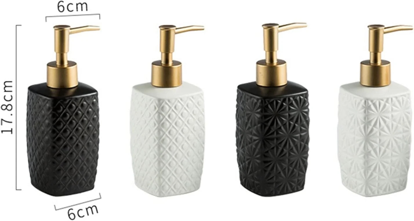 دیسپنسر صابون DYDXFDSLF، دیسپنسر صابون دستی 310 میلی لیتری سرامیکی، بطری ذخیره لوسیون سیاه و سفید برای لوازم جانبی حمام، صابون دستی تزئینی منزل