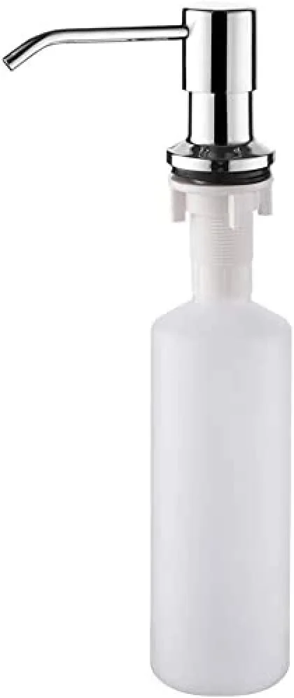 جامایع ظرفشویی ایبرگریف، پمپ صابون توکار سینک ظرفشویی، کروم، استیل، نقره ای، 400 میلی لیتر