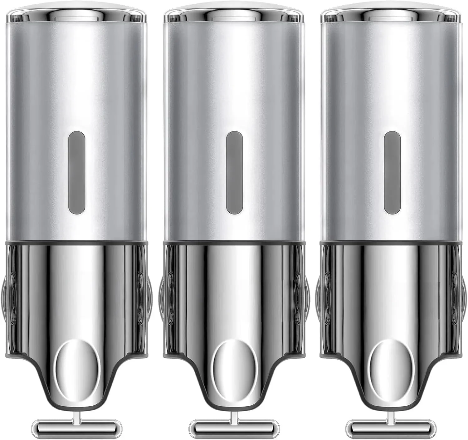 جا مایع شامپو و نرم کننده Jaffiust، جا مایع 1500 میلی لیتری برای دوش، جا مایع صابون دوش 3 محفظه ای بدون نیاز به دریل، جا مایع دیواری شامپو، نرم کننده و مایع شستشوی بدن برای حمام (نقره ای)