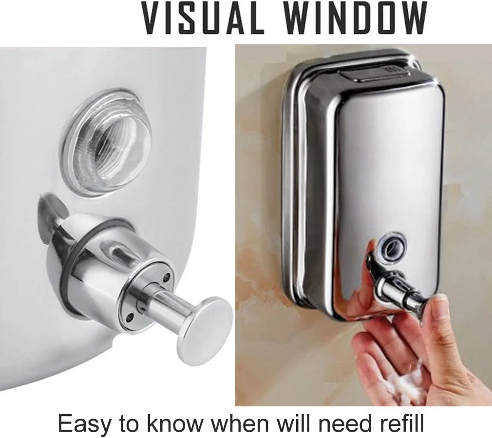 جا مایع دستشویی JAE، دستگاه صابون دستی استیل، نوع فشاری سایز M، حجم 800 میلی لیتر، نصب دیواری، محفظه پر کردن مایع دست، سری کلاسیک SUS304، مناسب برای مصارف تجاری یا خانگی