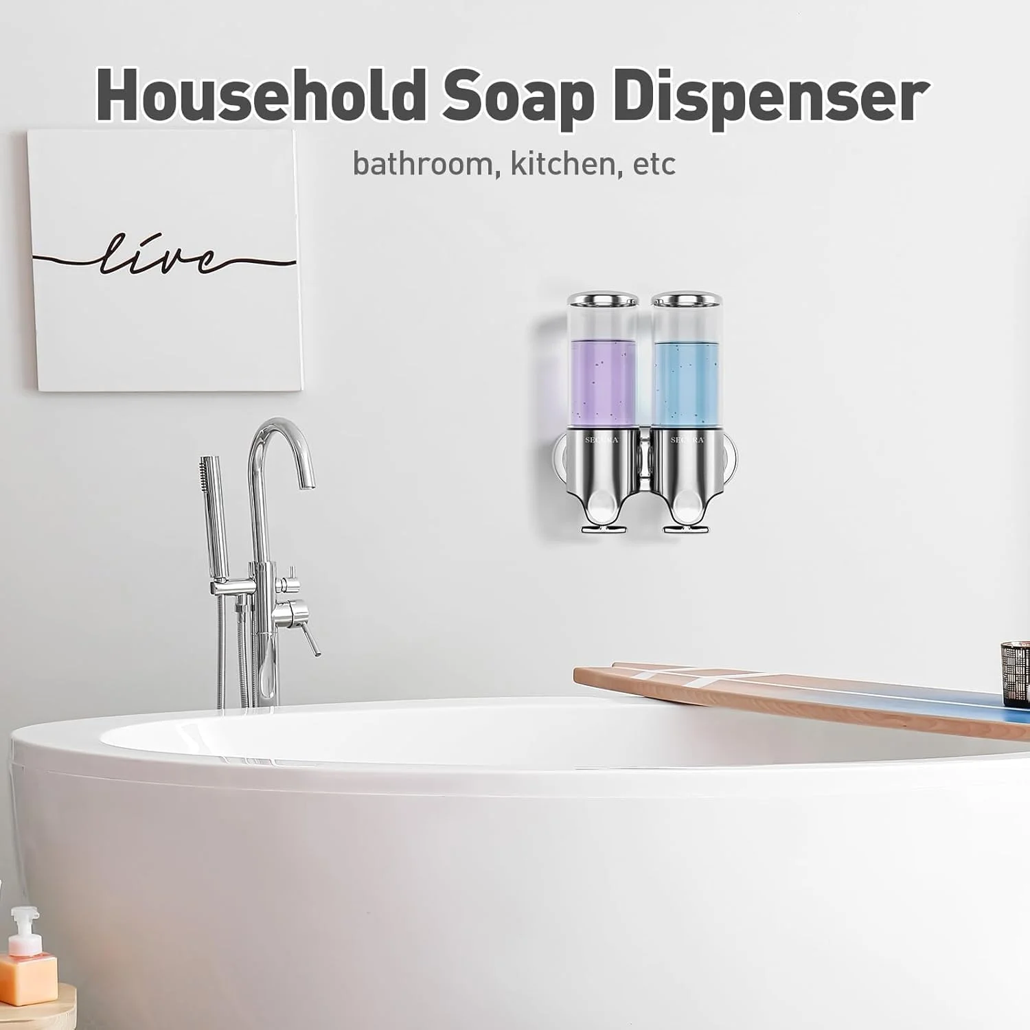 جامایع شامپو و نرم کننده Jaffiust، 2 عدد جامایع 500 میلی لیتری برای دوش، جامایع دیواری شامپو، نرم کننده و مایع شستشوی بدن برای حمام