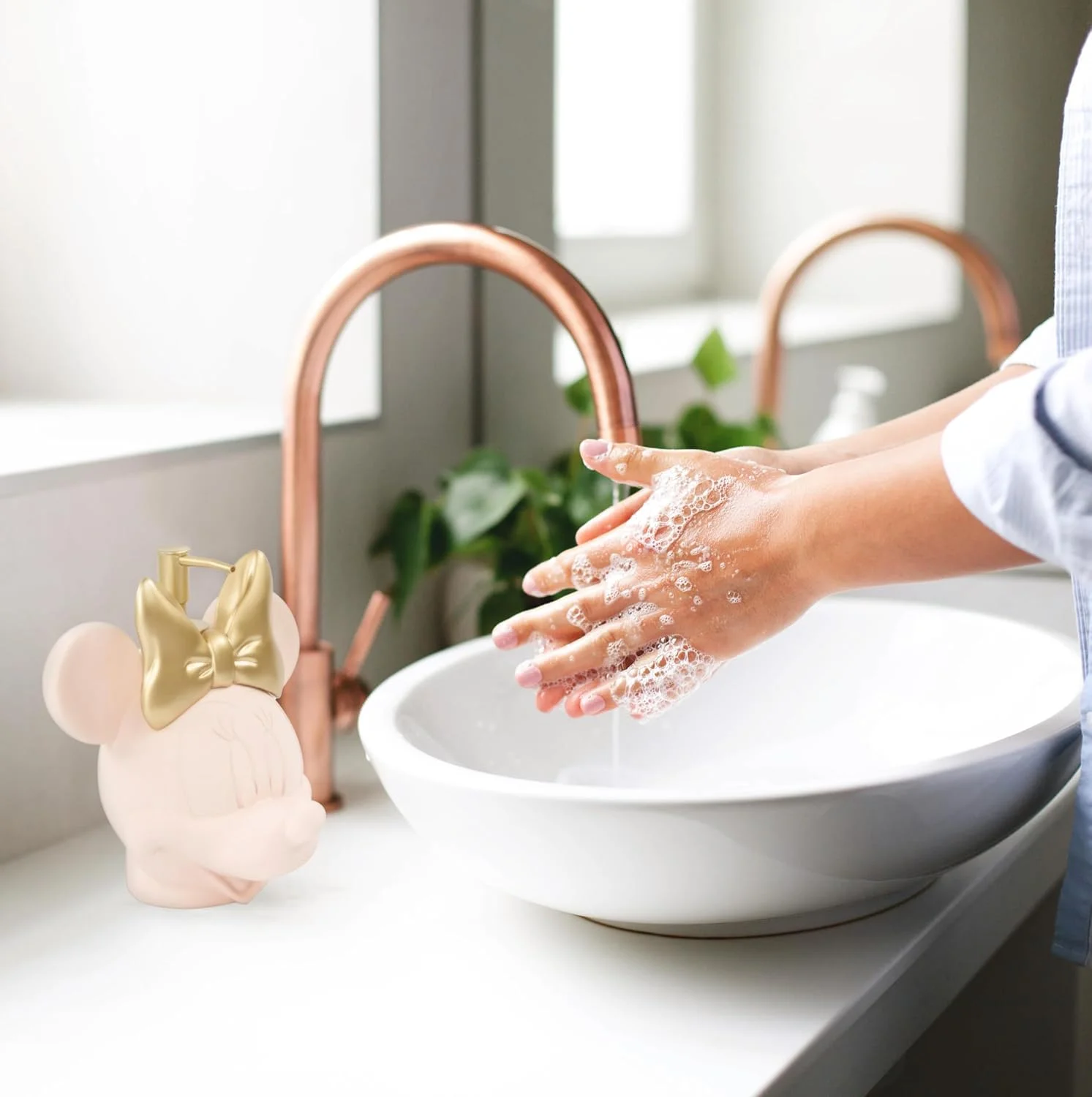 جا مایع دستشویی دیزنی مینی موس جی فرانکو - پمپ لوسیون رزینی صورتی - دکور حمام