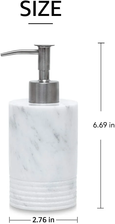 جا مایع ظرفشویی طرح سنگ JIMEI با پمپ استیل ضد زنگ مناسب برای روشویی، کانتر آشپزخانه - جا لوسیون و مایع دستشویی، بطری سفید