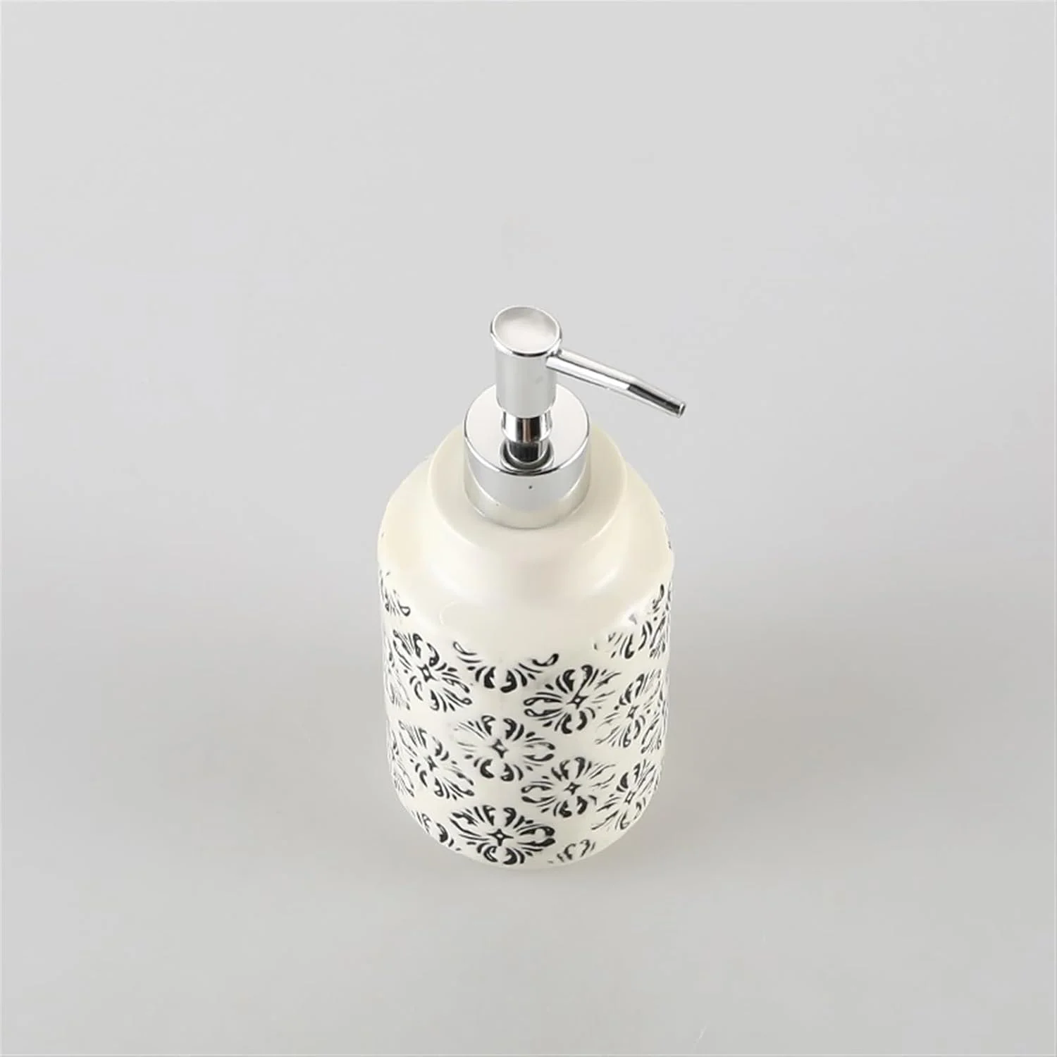 جامایع دستشویی JUNCHENG1008 سرامیکی طرح گلدار قدیمی، بطری لوسیون قابل شارژ مجدد، مناسب برای حمام، آشپزخانه، مایع ظرفشویی، لوسیون، 490 میلی لیتر
