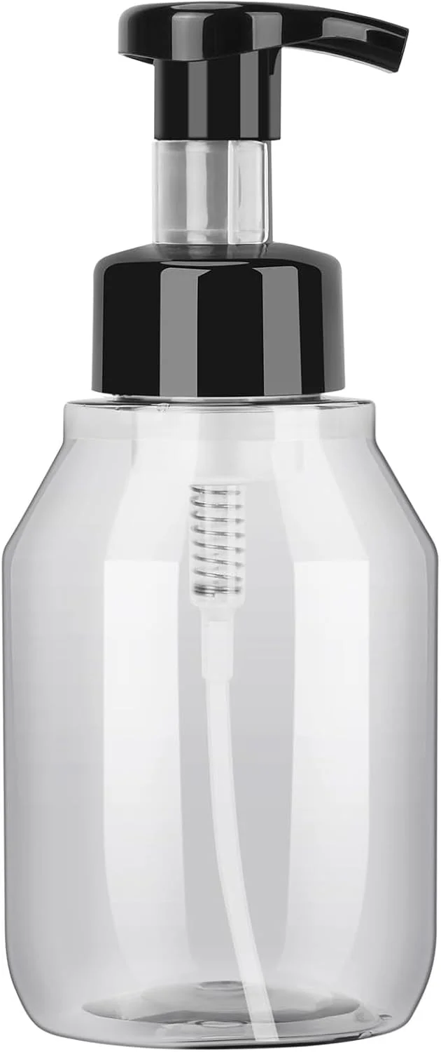 دیسپنسر فوم صابون KASTWAVE، دیسپنسر پلاستیکی شفاف قابل پر کردن مجدد، بطری پمپی برای حمام، روشویی آشپزخانه برای صابون مایع، شامپو (خاکستری-مشکی شفاف)