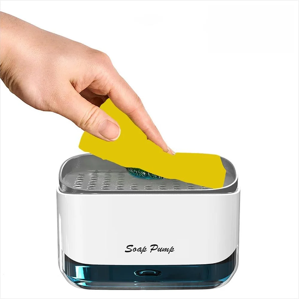 پمپ دستی فوم ساز آشپزخانه، جا مایع ظرفشویی دستی با نگهدارنده اسکاچ / پمپ مایع ظرفشویی / پمپ مایع ظرفشویی