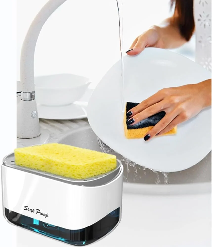 پمپ دستی فوم ساز آشپزخانه، جا مایع ظرفشویی دستی با نگهدارنده اسکاچ / پمپ مایع ظرفشویی / پمپ مایع ظرفشویی پمپ دستی فوم ساز آشپزخانه، جا مایع ظرفشویی دستی با نگهدارنده اسکاچ / پمپ مایع ظرفشویی / پمپ مایع ظرفشویی