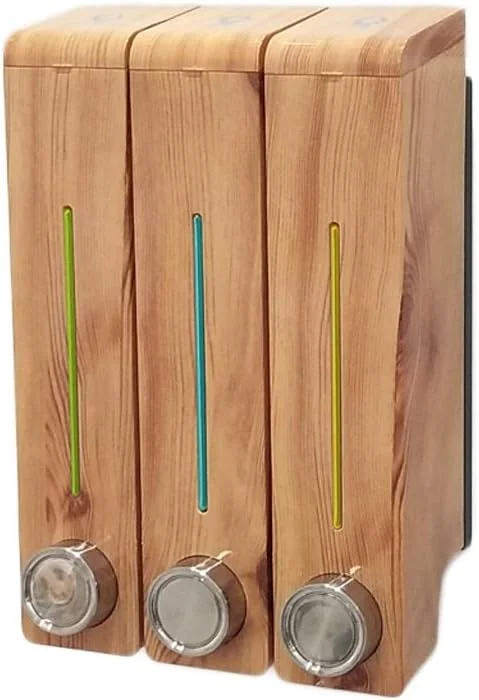 جا صابونی LMJ دیواری دستی سه سر، بطری شامپو، جعبه ژل دوش، ظرفیت 30oz (رنگ: قهوه ای، سایز: 30oz)