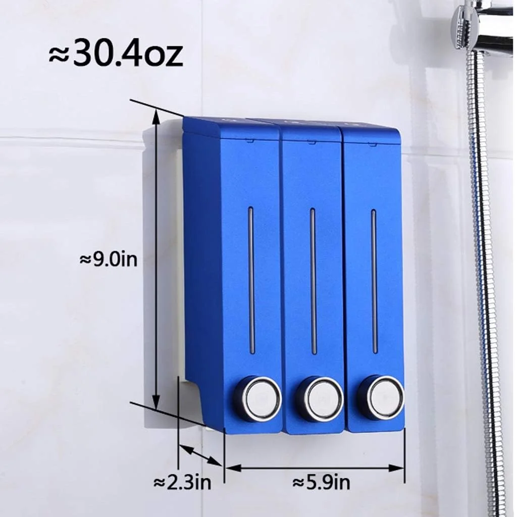 جا صابونی LMJ دیواری دستی سه سر، بطری شامپو، جعبه ژل دوش، ظرفیت 30oz (رنگ: قهوه ای، سایز: 30oz)