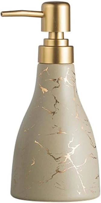 بطری سرامیکی پخش کننده مایع دستشویی، شامپو بدن و شامپو سر LQZHBDWZ - ایده آل برای حمام و آشپزخانه - بطری پمپ صابون دستی بادوام و شیک (خاکی)