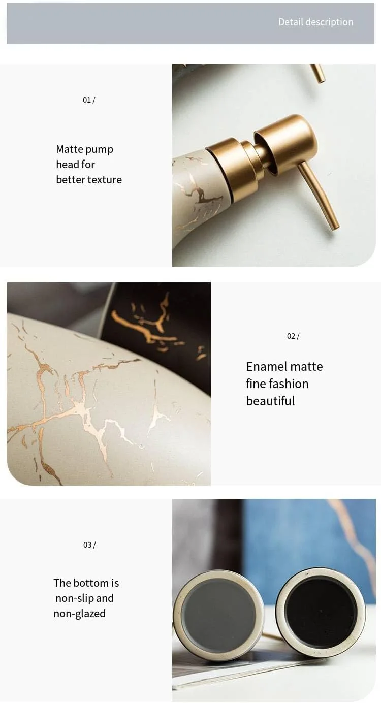 بطری سرامیکی پخش کننده مایع دستشویی، شامپو بدن و شامپو سر LQZHBDWZ - ایده آل برای حمام و آشپزخانه - بطری پمپ صابون دستی بادوام و شیک (خاکی)