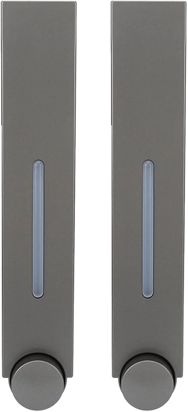 دیسپنسر شامپو دوش MAKINGTEC، دیسپنسر صابون دوش بدون نیاز به دریل، دیسپنسر صابون دستی دیواری برای خانه، حمام، آشپزخانه، هتل ها، رستوران ها، دوش و دیسپنسر لوسیون (خاکستری 2 مخزن)