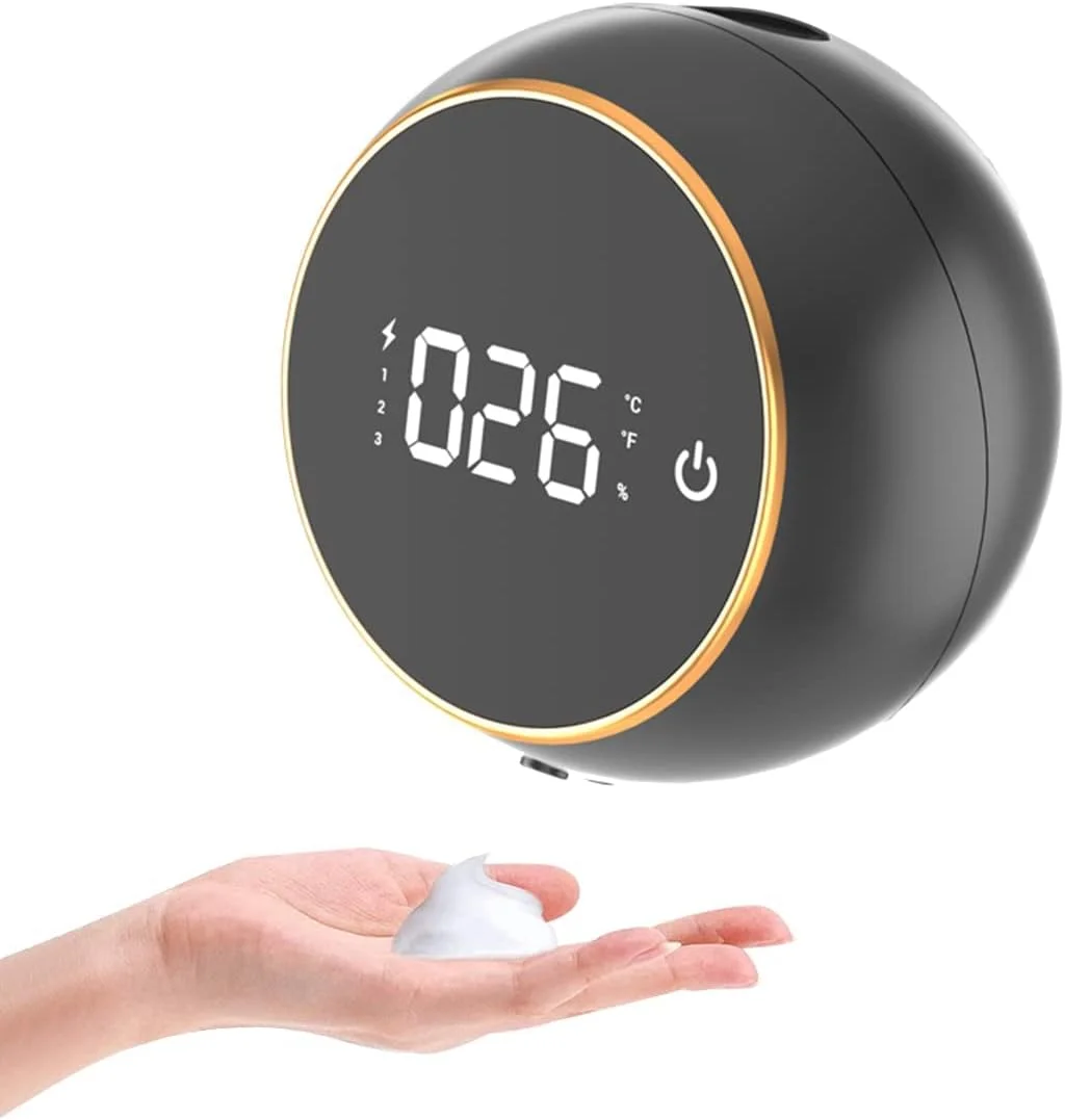 مایع ریز اتوماتیک صابون MAKINGTEC، مایع ریز صابون فوم بدون دست، مایع ریز صابون فوم دیواری، مایع ریز صابون بدون لمس، مایع ریز صابون اتوماتیک دیواری برقی هوشمند برای حمام، آشپزخانه (مشکی)