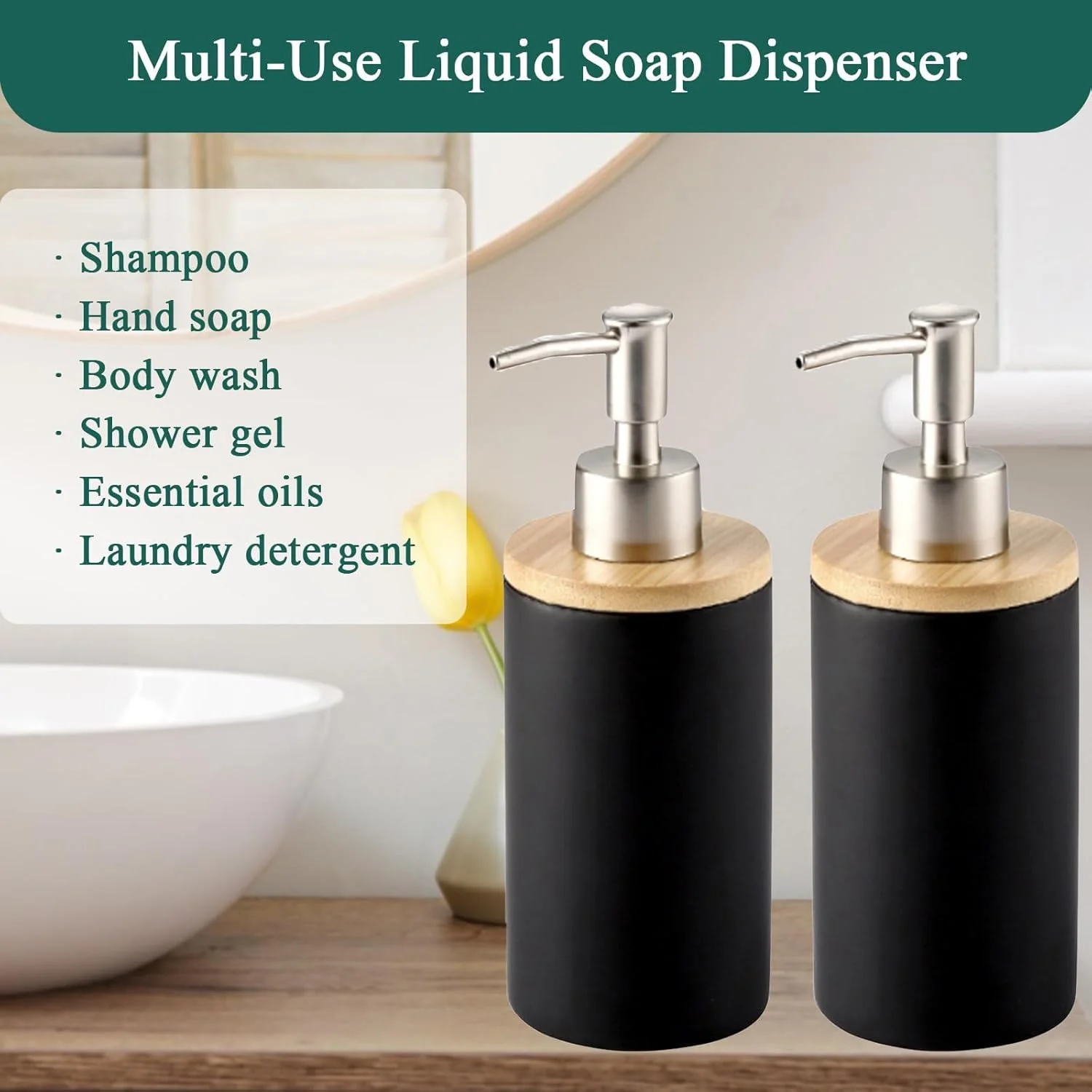 ست جا صابونی سرامیکی نالاکال برای حمام، جا مایع ظرفشویی 384 میلی لیتری برای آشپزخانه، جا لوسیون دست مایع قابل شارژ، جا شامپو برای دکوراسیون مدرن کانتر آشپزخانه و حمام