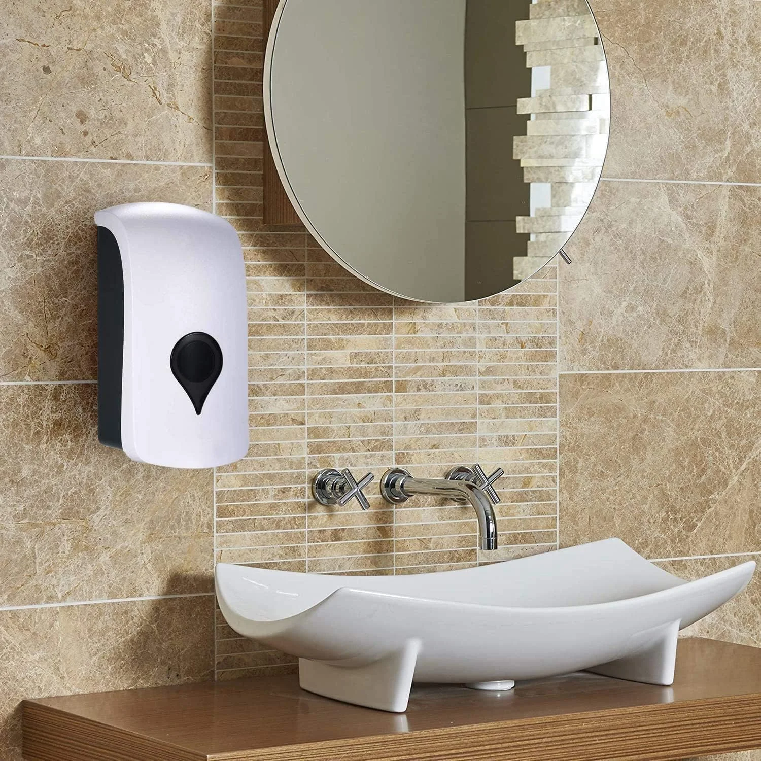 جا مایع دیواری NALACAL، جا صابونی دستی، شامپو، ژل دوش و ضدعفونی کننده مناسب هتل، اداره، منزل، مراکز بهداشتی و درمانی، 1000 میلی لیتر