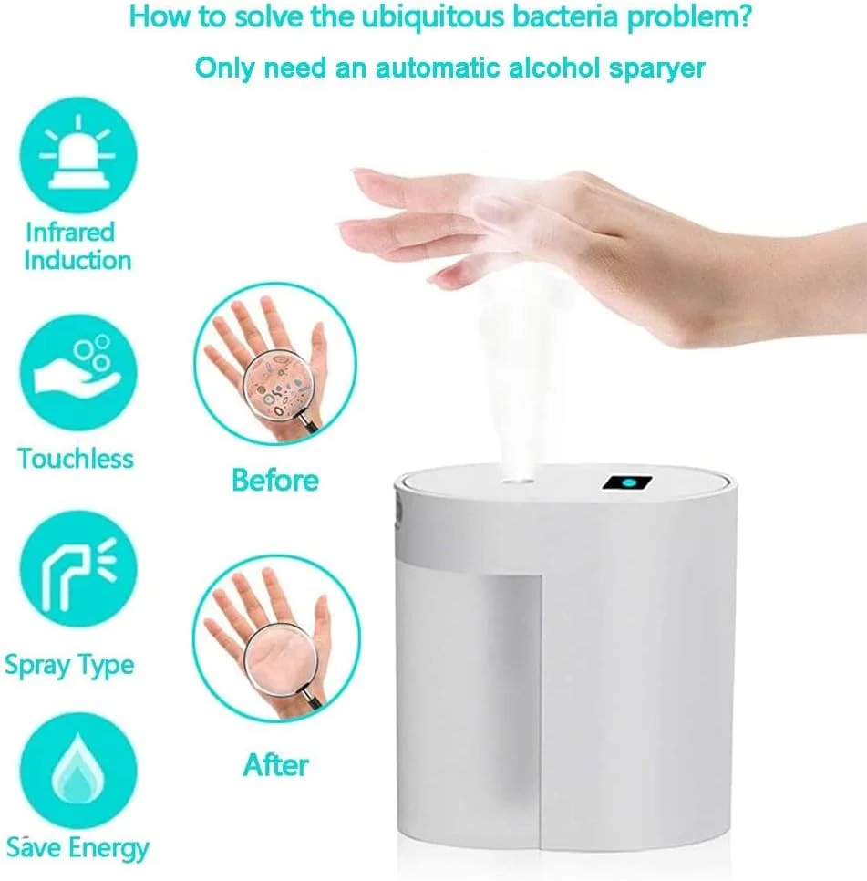 دستگاه ضدعفونی کننده دست اتوماتیک NALACAL، دستگاه ضدعفونی کننده الکلی بدون لمس، دستگاه استریل کننده کوچک قابل حمل 360 درجه با قابلیت شارژ USB مناسب برای خانه، آشپزخانه، حمام، دفتر