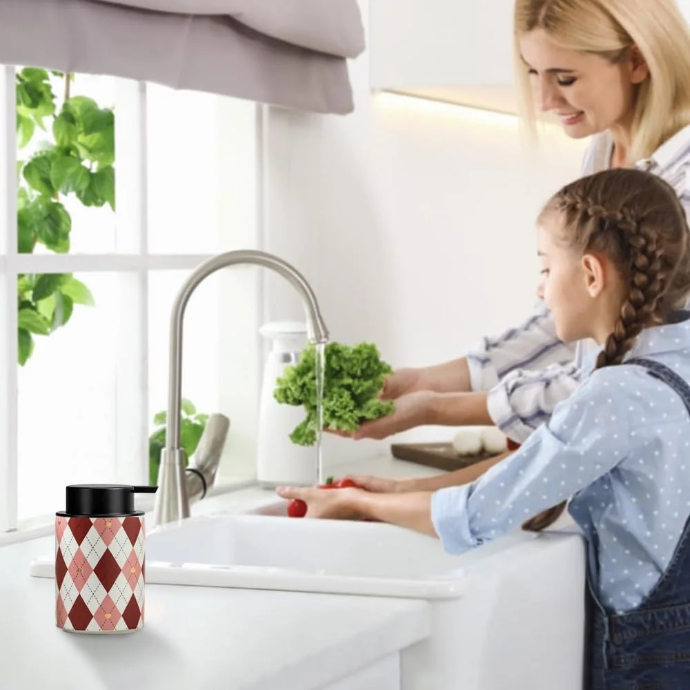 دیسپنسر صابون فومینگ NALACAL، دیسپنسر صابون فومینگ سرامیکی 350 میلی لیتری، بطری پمپ فوم قابل شارژ مجدد با پمپ مشکی، دیسپنسر صابون دست با طرح نقاشی شده تزئینی برای حمام و آشپزخانه