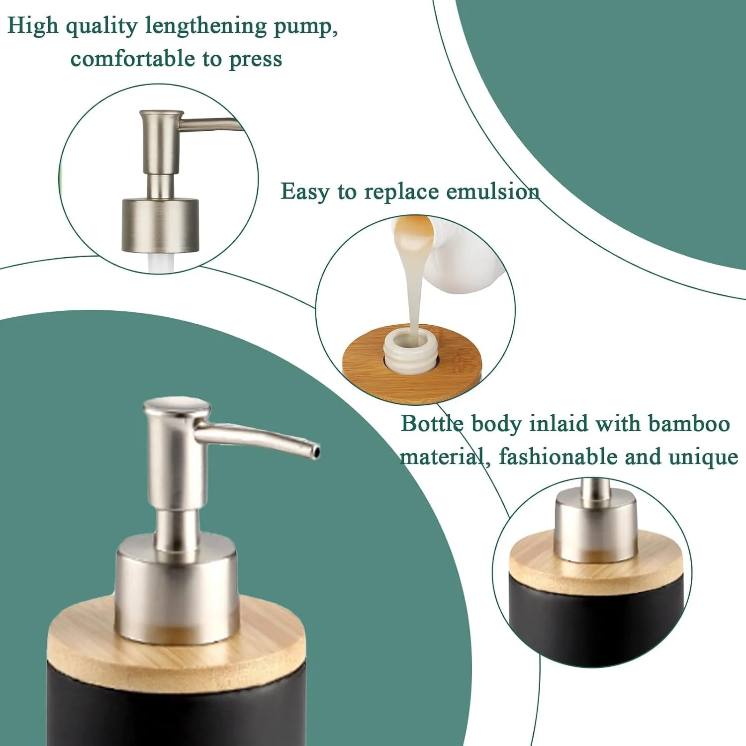 ست جا صابونی سرامیکی نالاکال برای حمام، جا مایع ظرفشویی 384 میلی لیتری برای آشپزخانه، جا لوسیون دست مایع قابل شارژ، جا شامپو برای دکوراسیون مدرن کانتر آشپزخانه و حمام