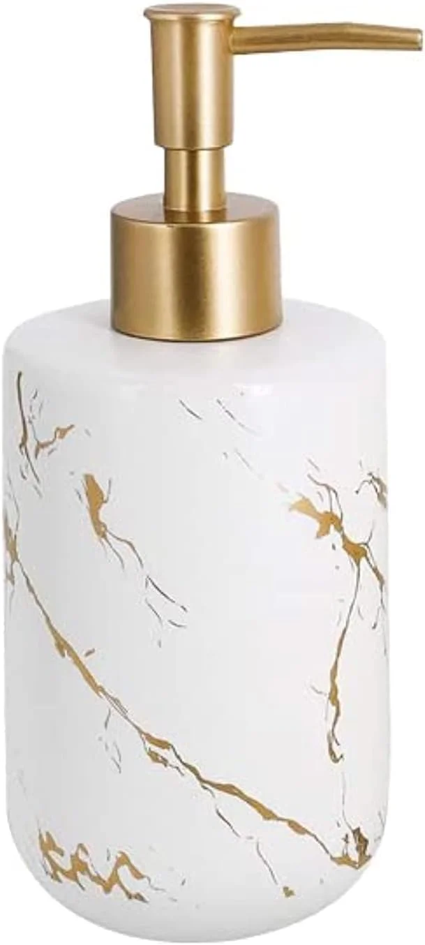 جا مایع دستشویی OFRANK طرح مرمر سرامیکی، مناسب برای روشویی سرویس بهداشتی، اکسسوری دکوراسیون حمام، جا صابونی 300 میلی لیتری (جا مایع دستشویی سفید)