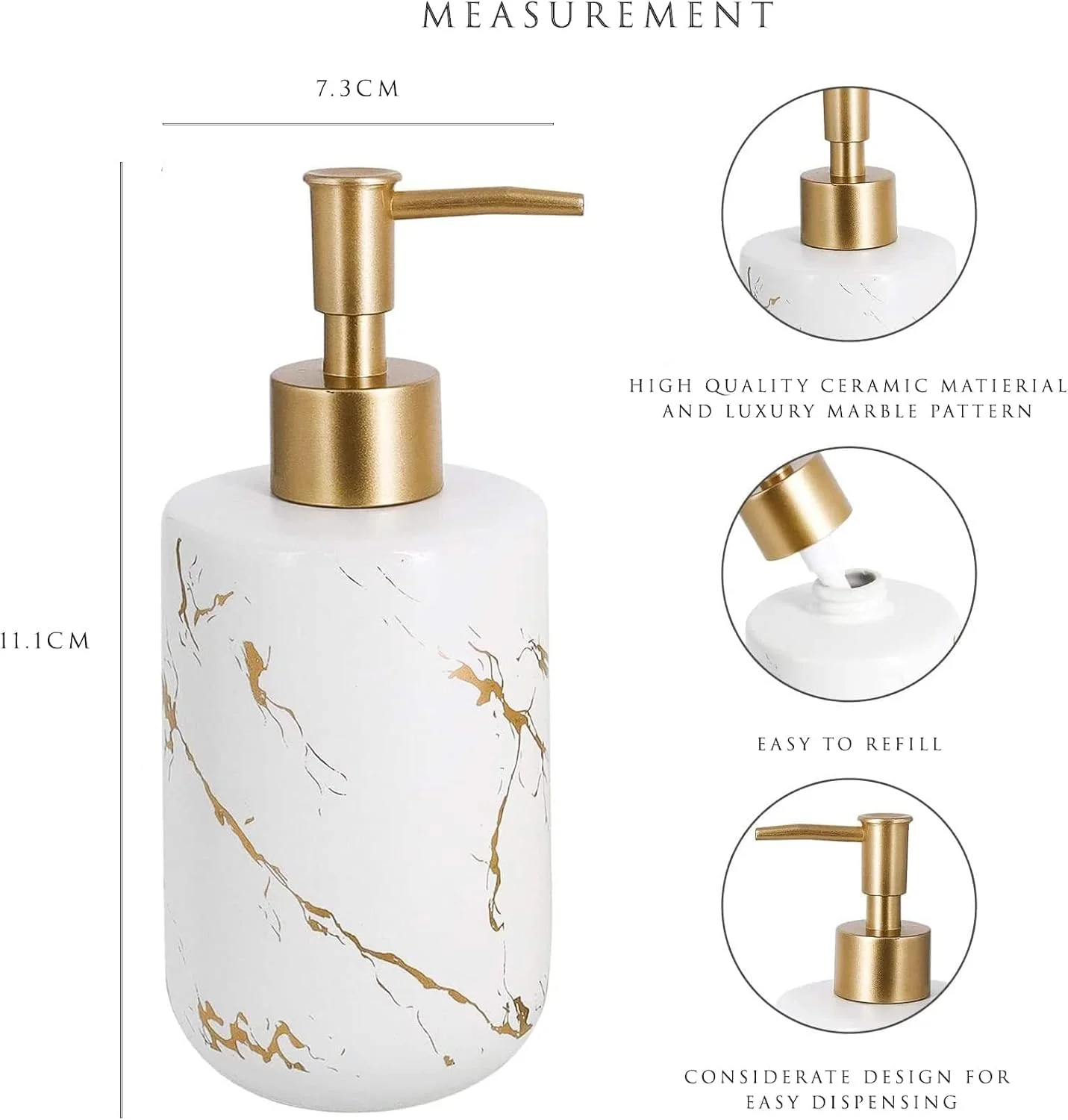 جا مایع دستشویی OFRANK طرح مرمر سرامیکی، مناسب برای روشویی سرویس بهداشتی، اکسسوری دکوراسیون حمام، جا صابونی 300 میلی لیتری (جا مایع دستشویی سفید)