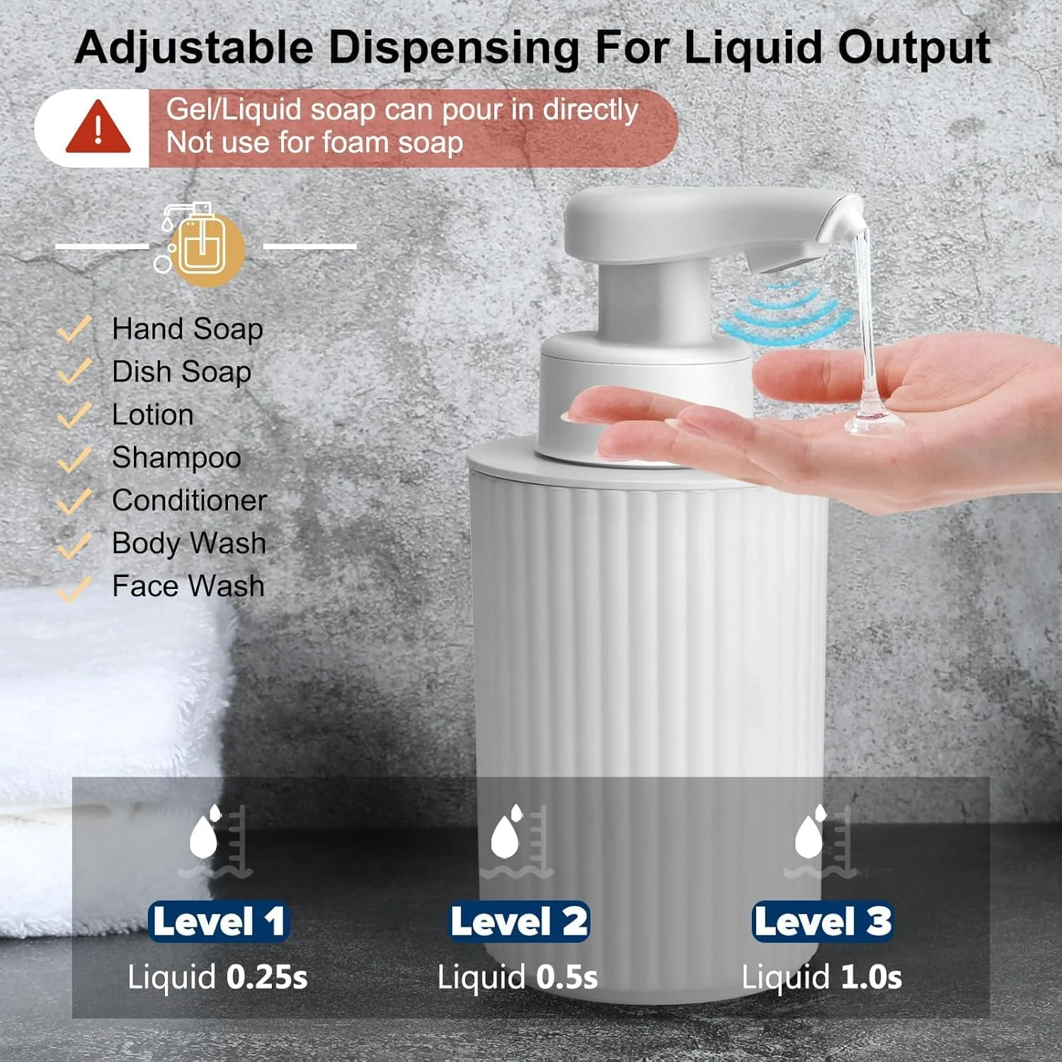 مایع دستشویی اتوماتیک Phneems، دستگاه پخش کننده صابون برقی اتوماتیک با سنسور بدون لمس، مناسب حمام، آشپزخانه، دفتر کار، USB سفید