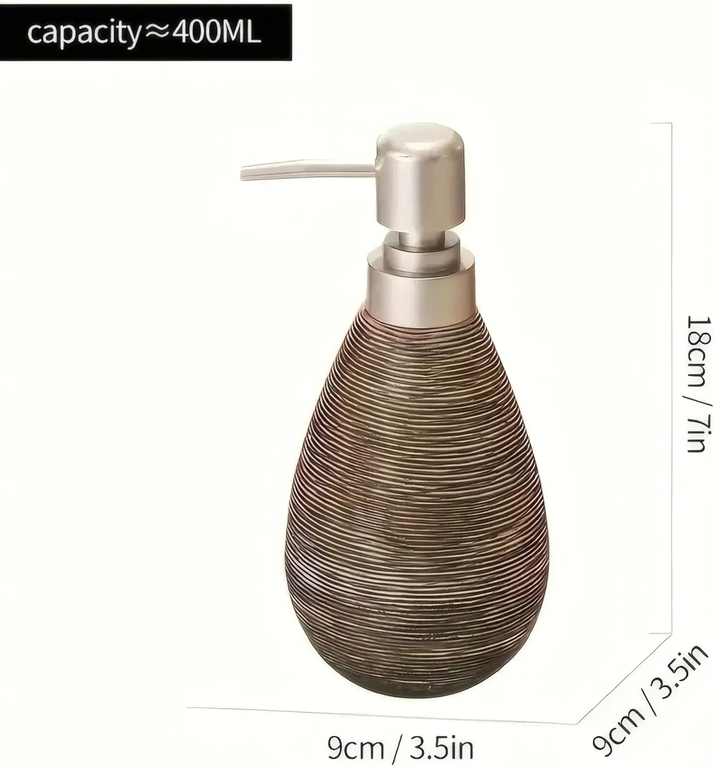 جامایع دستشویی سرامیکی ممتاز، لوسیون مایع دستشویی کلاسیک برای آشپزخانه و حمام، ظرفیت 400 میلی لیتر قابل شارژ، ایده آل برای شامپو لوسیون صابون (سفید)