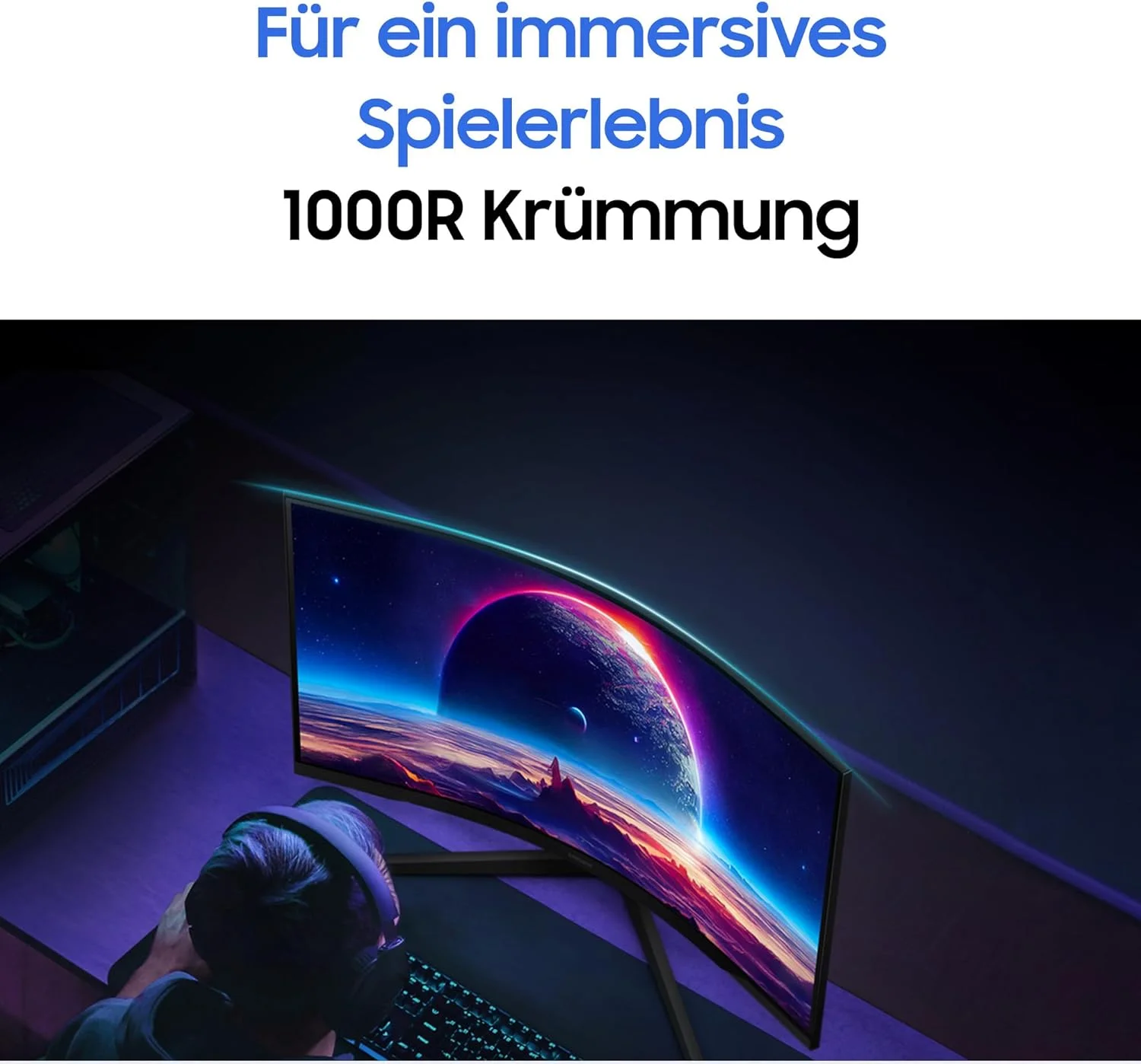 مانیتور گیمینگ خمیده SAMSUNG Odyssey G55C، صفحه نمایش 27 اینچی با پنل VA، رزولوشن 2560 x 1440 پیکسل، شعاع 1000R، HDR10، AMD FreeSync، نرخ تازه سازی 165 هرتز، زمان پاسخگویی 1 میلی ثانیه (MPRT)