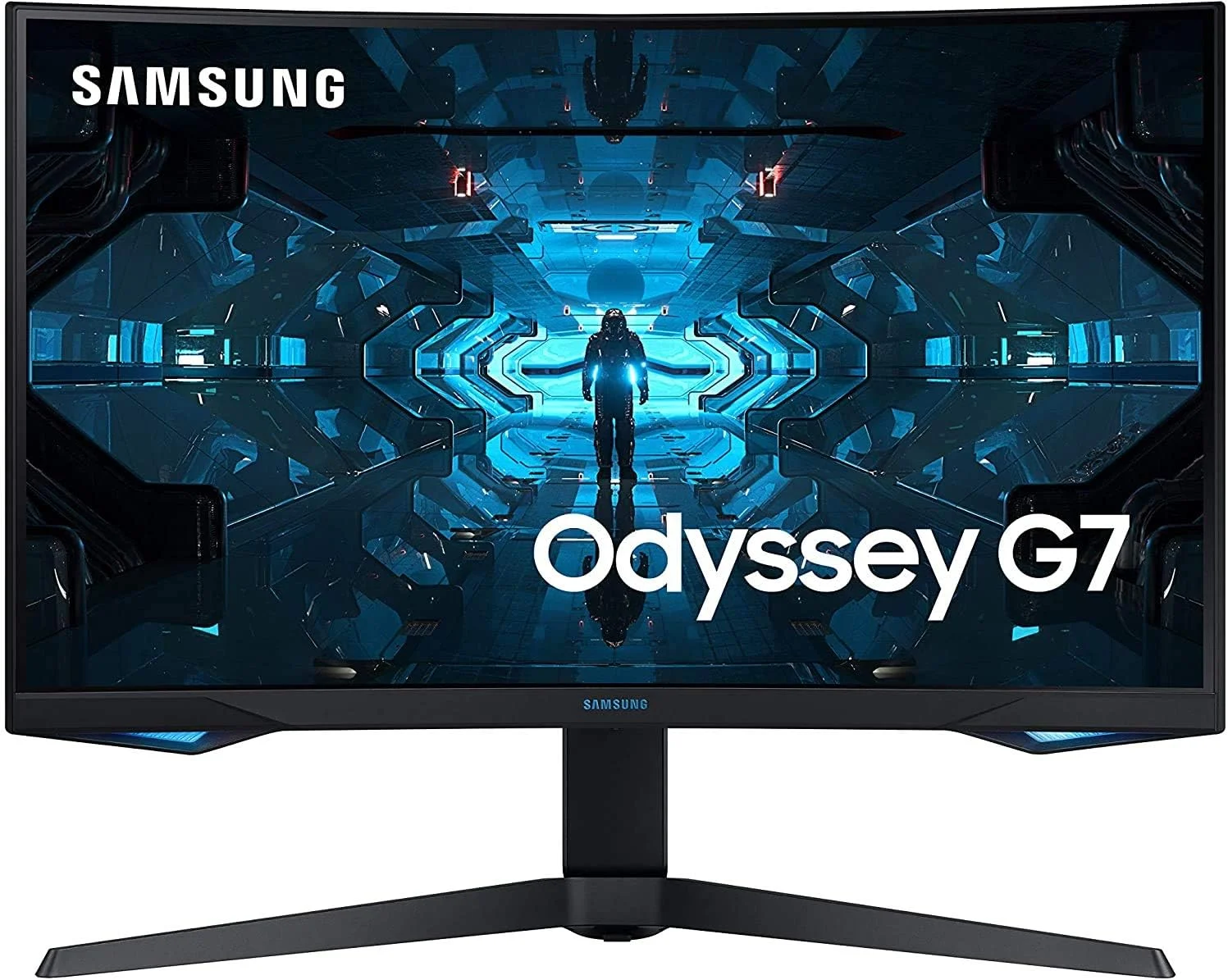 مانیتور گیمینگ 27 اینچی سامسونگ Odyssey G7 Series WQHD (2560x1440)، 240 هرتز، خمیده، 1 میلی‌ثانیه، HDMI، G-Sync، FreeSync Premium Pro، LC27G75TQSNXZA، آبی