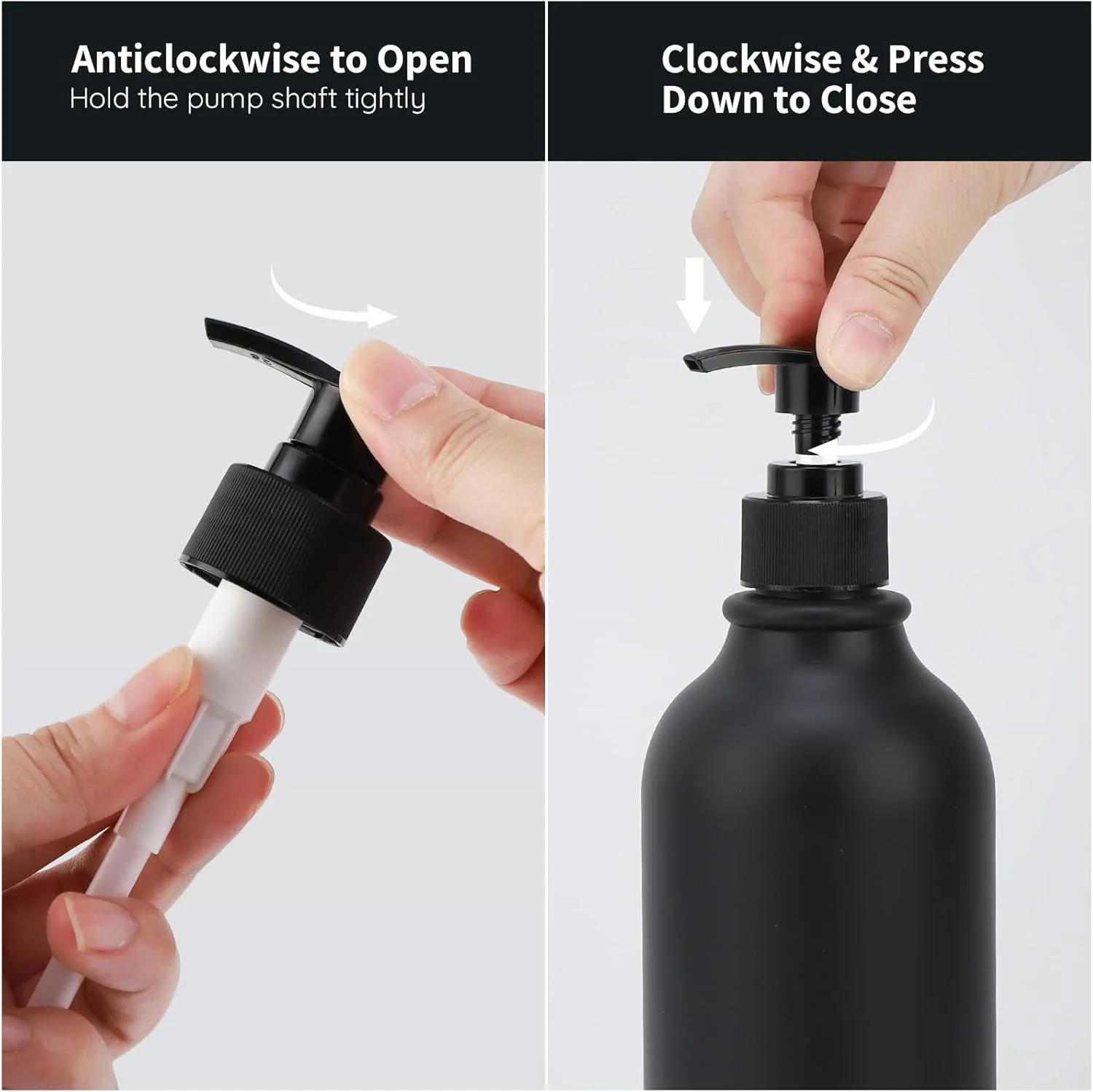 ظرف شامپو مشکی مات Segbeauty، 3 عدد بطری پمپ دار قابل شارژ 500 میلی لیتری با برچسب، ظروف پلاستیکی خالی فشاری برای حمام و دوش، پخش کننده لوسیون برای نرم کننده، صابون بدن و صابون دست