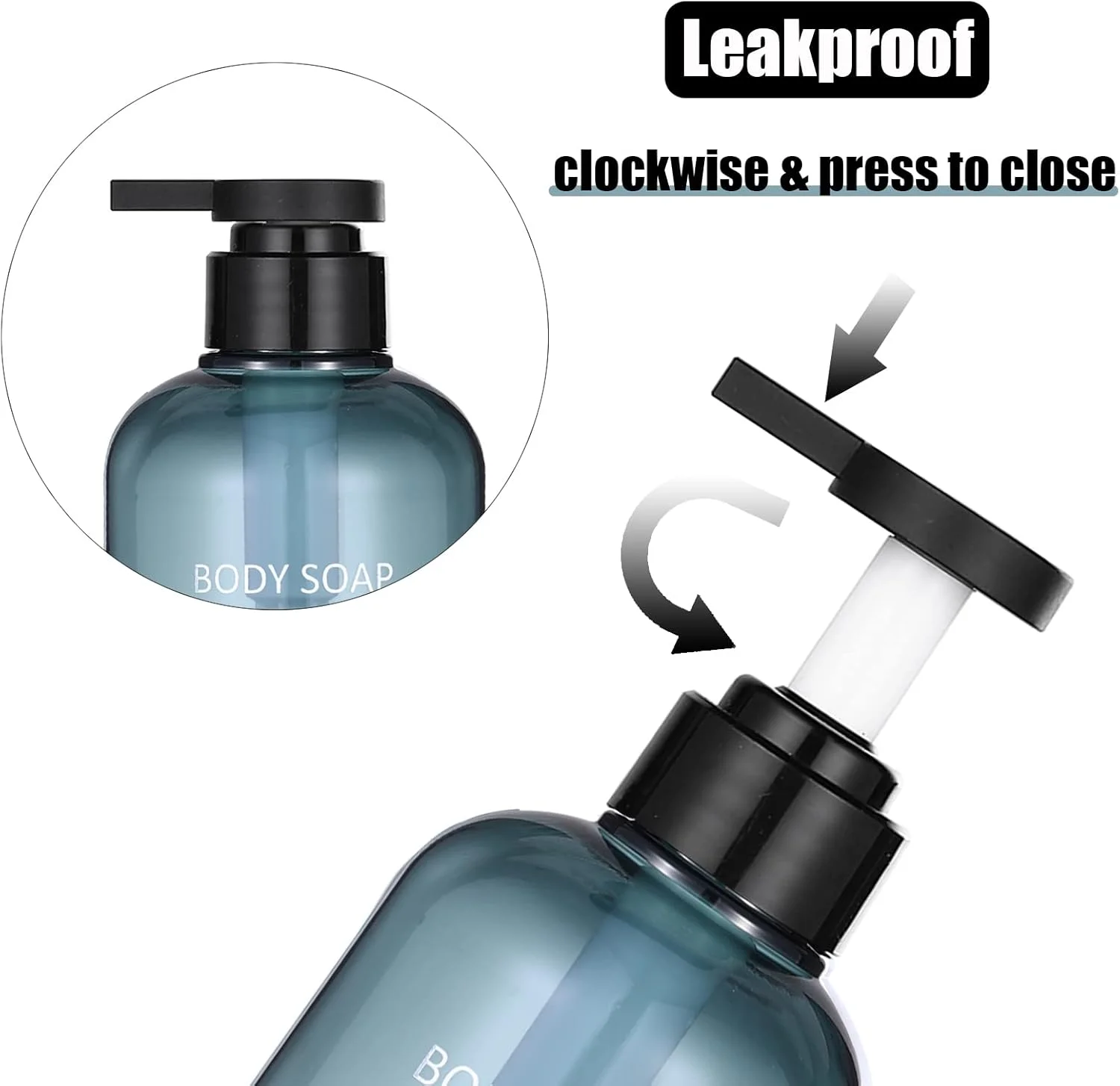 پمپ شامپو و نرم کننده 500 میلی لیتری، بسته 3 عددی، شامپو، نرم کننده و مایع شستشوی بدن، بطری های پلاستیکی آبی قابل شارژ شامپو و نرم کننده