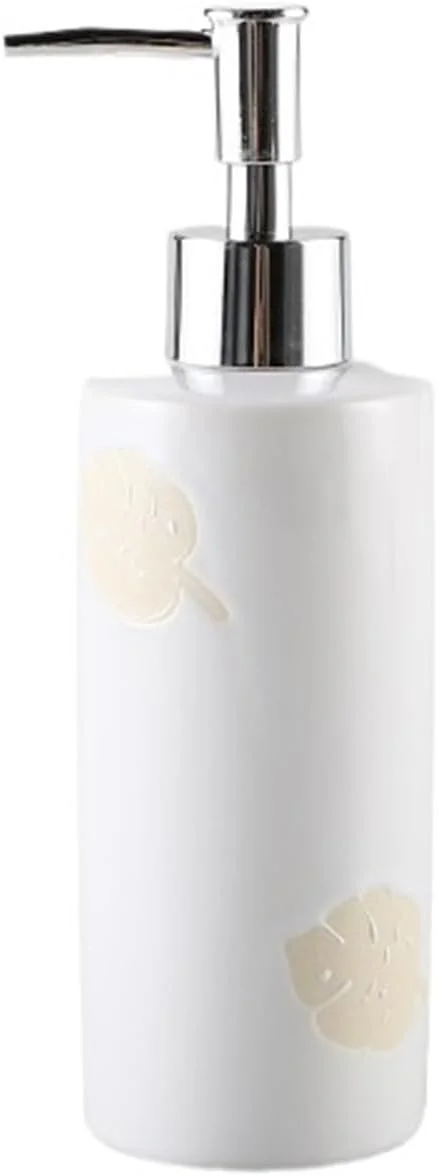 مایع دستشویی سونگیل مدل 20249، ظرف سرامیکی 340 میلی لیتری با طرح برجسته و برگ، قابل شارژ مجدد، مناسب برای حمام و دستشویی