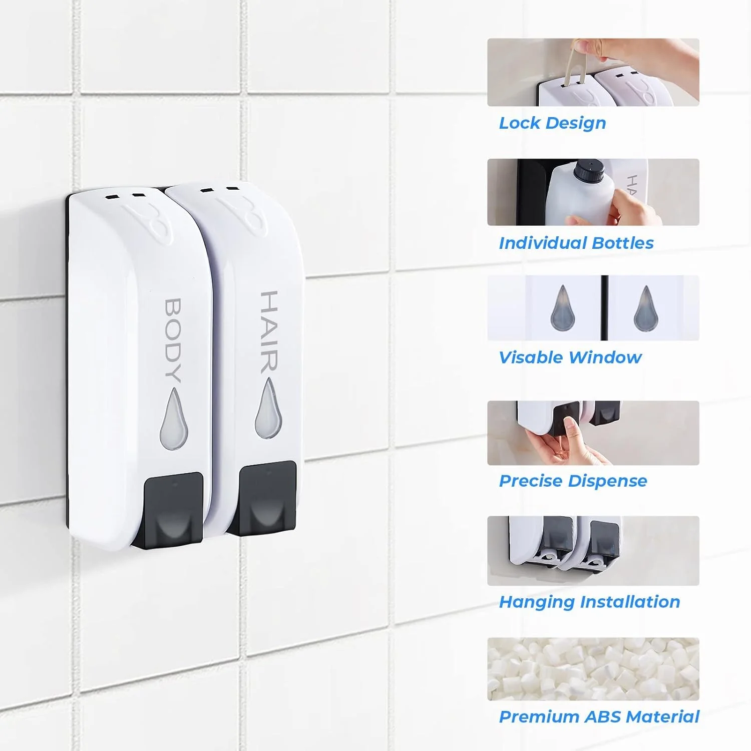 جامایع دیواری دوقلو تریفی مدل TERRIFI، با ظرفیت 700 میلی لیتر جامایع دیواری دوقلو تریفی مدل TERRIFI، با ظرفیت 700 میلی لیتر