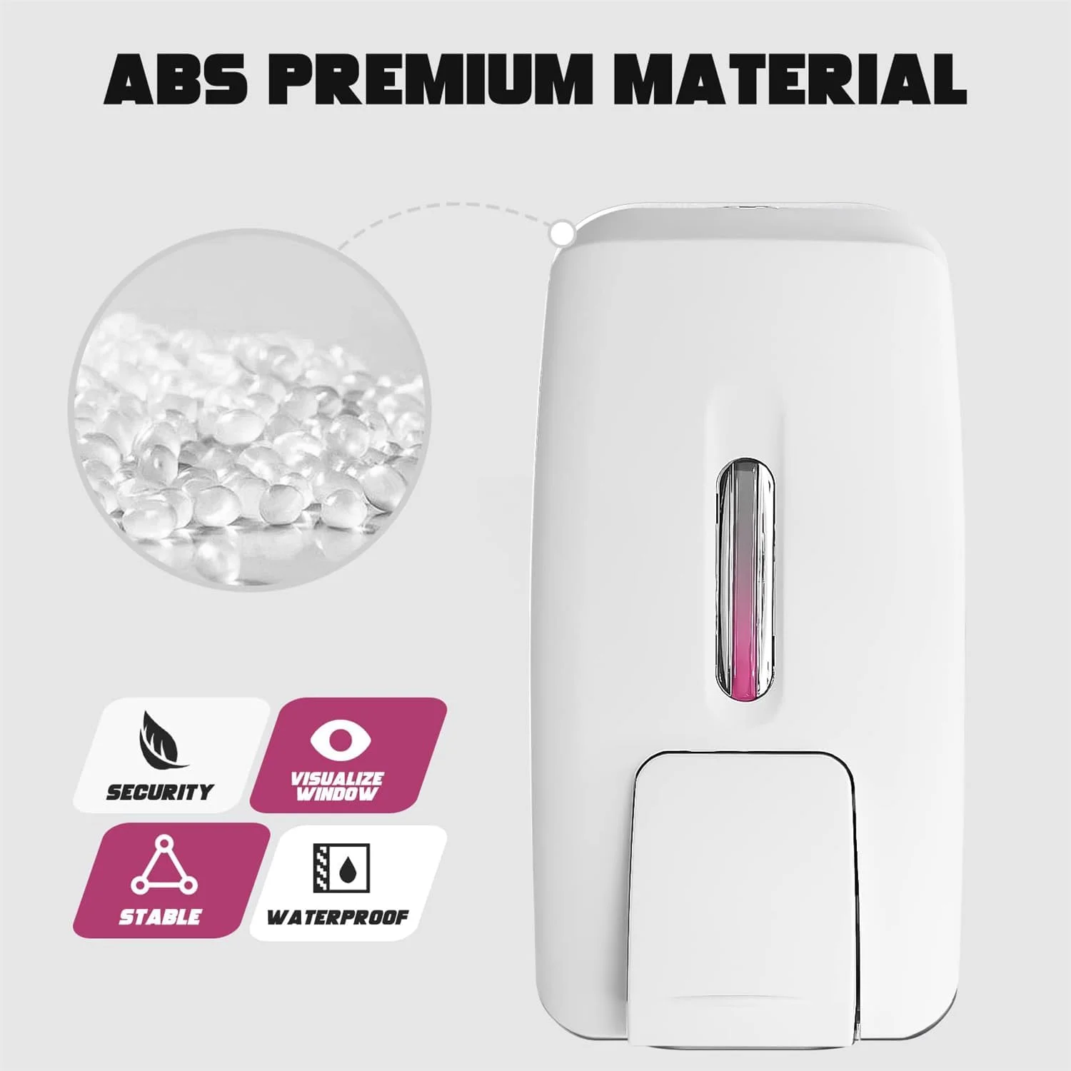 جا مایع دستشویی دیواری دستی TERRIFI با ظرفیت 800 میلی لیتر، جا مایع تجاری دیواری برای حمام منزل، سفید