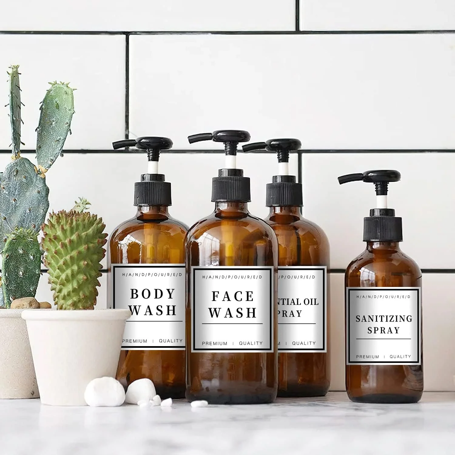 برچسب های ضد آب بطری، برچسب های ضد آب صابون دست، برچسب های بادوام شامپو و نرم کننده، برچسب های ضد آب صابون و شامپو برای بطری های شیشه ای یا پلاستیکی (سفید * 24 عدد)