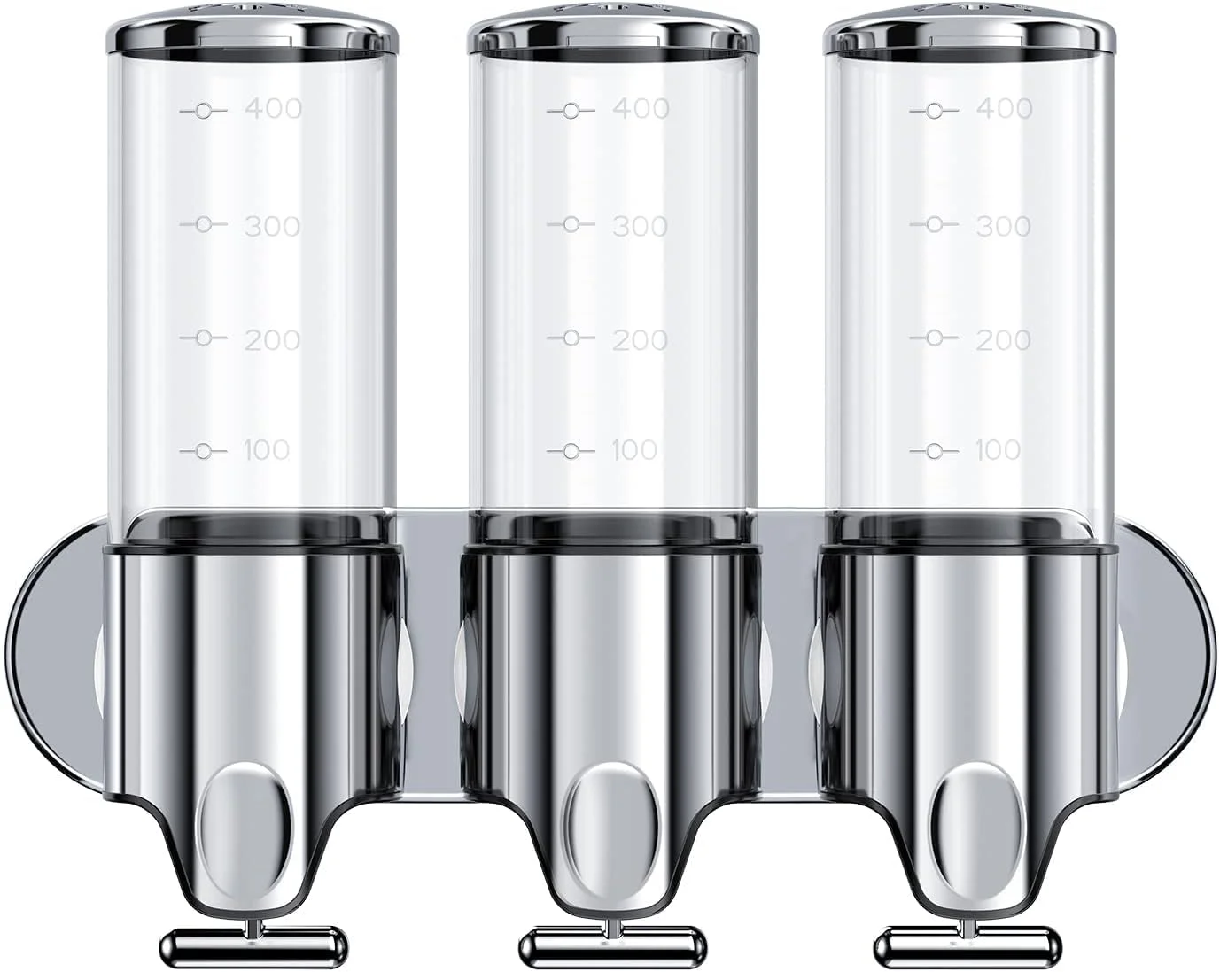 جا مایع ظرفشویی دیواری THE WHITE SHOP، سه محفظه 1500 میلی لیتری، با پنجره شفاف، نصب بدون نیاز به سوراخکاری، مناسب حمام، آشپزخانه و هتل