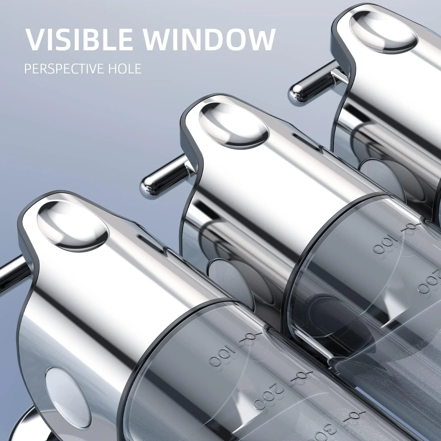 جا مایع ظرفشویی دیواری THE WHITE SHOP، سه محفظه 1500 میلی لیتری، با پنجره شفاف، نصب بدون نیاز به سوراخکاری، مناسب حمام، آشپزخانه و هتل