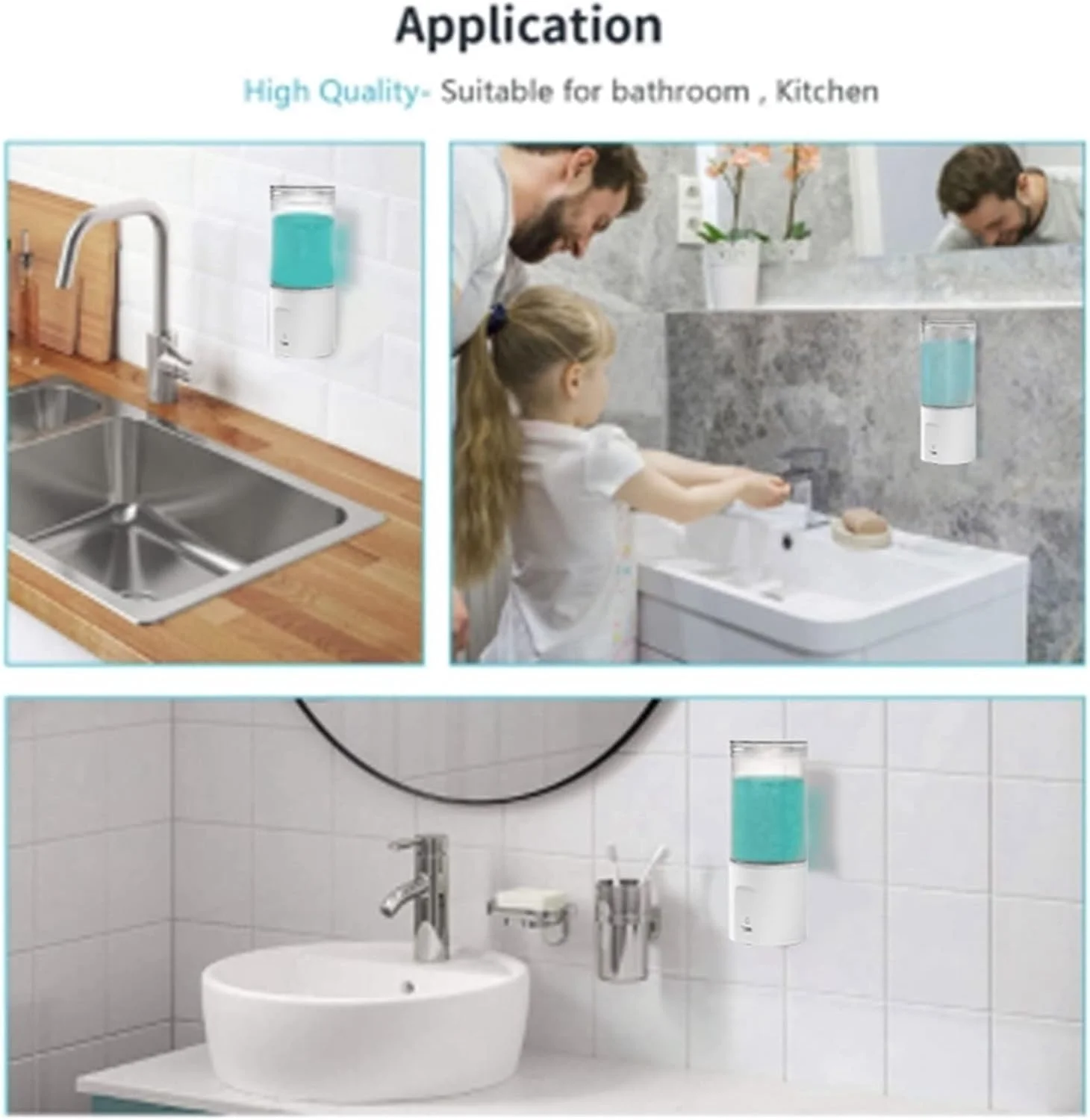 WMGSDWB جا صابونی مایع، دیواری، اتوماتیک، مناسب آشپزخانه و حمام، سفید