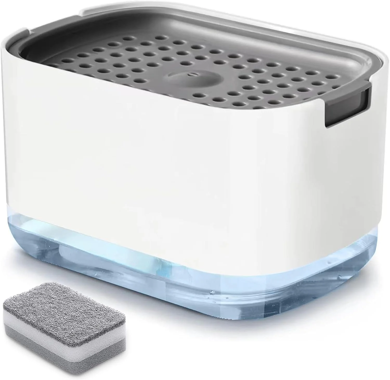 جا مایع ظرفشویی و جا اسکاچی 2 در 1 YelaJoy - جا اسکاچی رومیزی برای آشپزخانه و حمام - شامل 1 اسکاچ، پمپ مایع دستشویی (سفید)