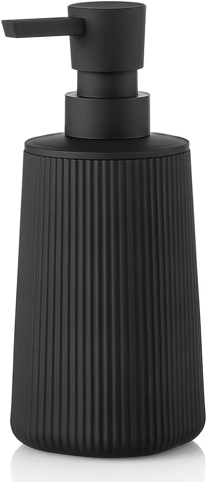 مایع ریز کوچک YAUKPH برای حمام و آشپزخانه، مایع ریز صابون دست و مایع ظرفشویی پلاستیکی طرح راه راه مدرن به سبک خانه روستایی با پمپ مشکی مات