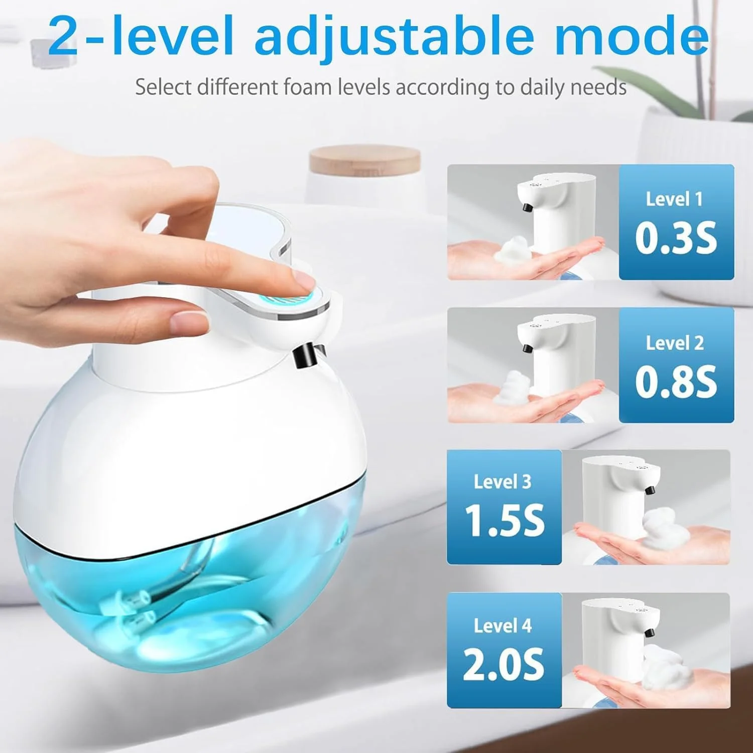 دیسپنسر صابون اتوماتیک Yehpoar، دستگاه ضدعفونی کننده دست فوم ساز بدون لمس، قابل نصب روی دیوار، دیسپنسر صابون فوم دار قابل شارژ USB با سنسور، پمپ بدون لمس قابل شارژ برای حمام یا آشپزخانه دیسپنسر صابون اتوماتیک Yehpoar، دستگاه ضدعفونی کننده دست فوم ساز بدون لمس، قابل نصب روی دیوار، دیسپنسر صابون فوم دار قابل شارژ USB با سنسور، پمپ بدون لمس قابل شارژ برای حمام یا آشپزخانه