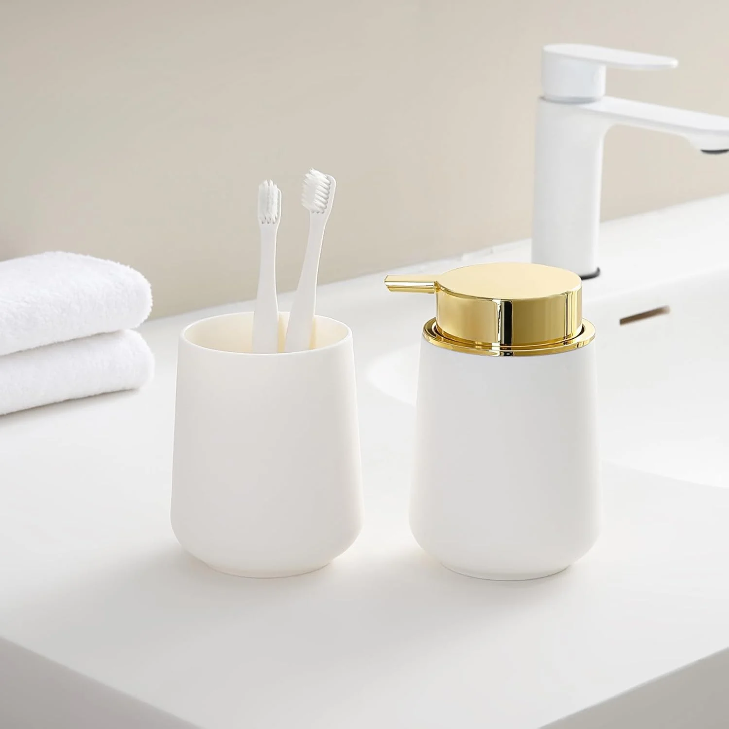 دیسپنسر فوم صابون دست مشکی مات YAUKPH پلاستیکی 325 میلی لیتری - سبک مدرن مینیمالیستی برای پیشخوان حمام و آشپزخانه قابل شارژ