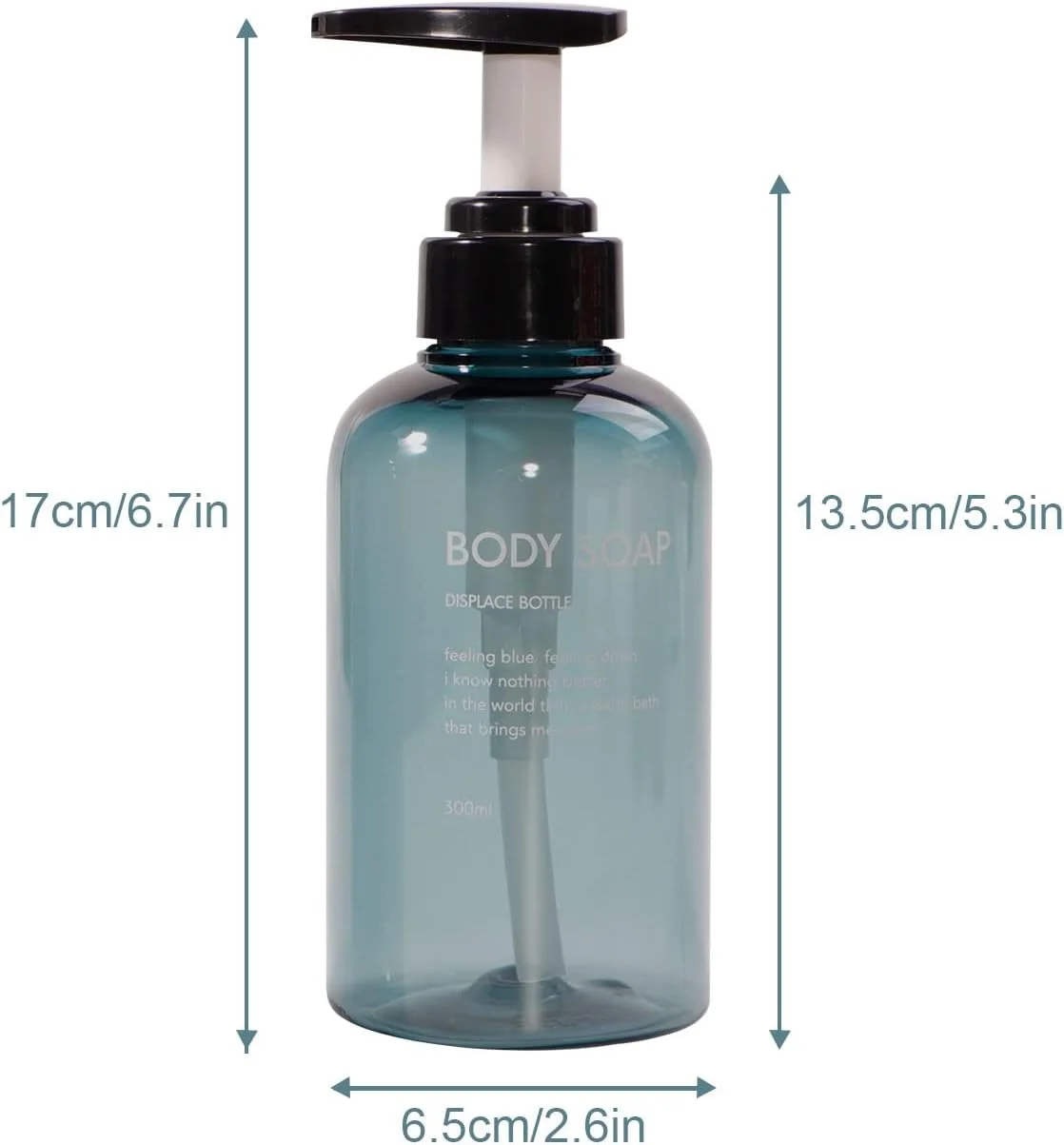 بطری پمپ شامپو Yeeco، 300 میلی لیتر آبی شفاف، 3 بسته بطری شامپو قابل شارژ مجدد و پخش کننده نرم کننده مو برای حمام، آشپزخانه، هتل