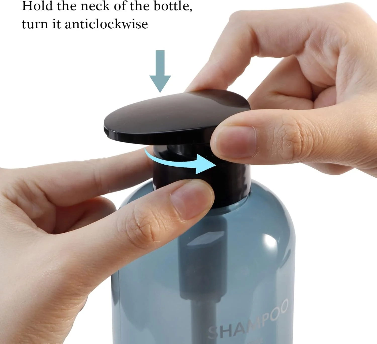 بطری پمپ شامپو Yeeco، 300 میلی لیتر آبی شفاف، 3 بسته بطری شامپو قابل شارژ مجدد و پخش کننده نرم کننده مو برای حمام، آشپزخانه، هتل