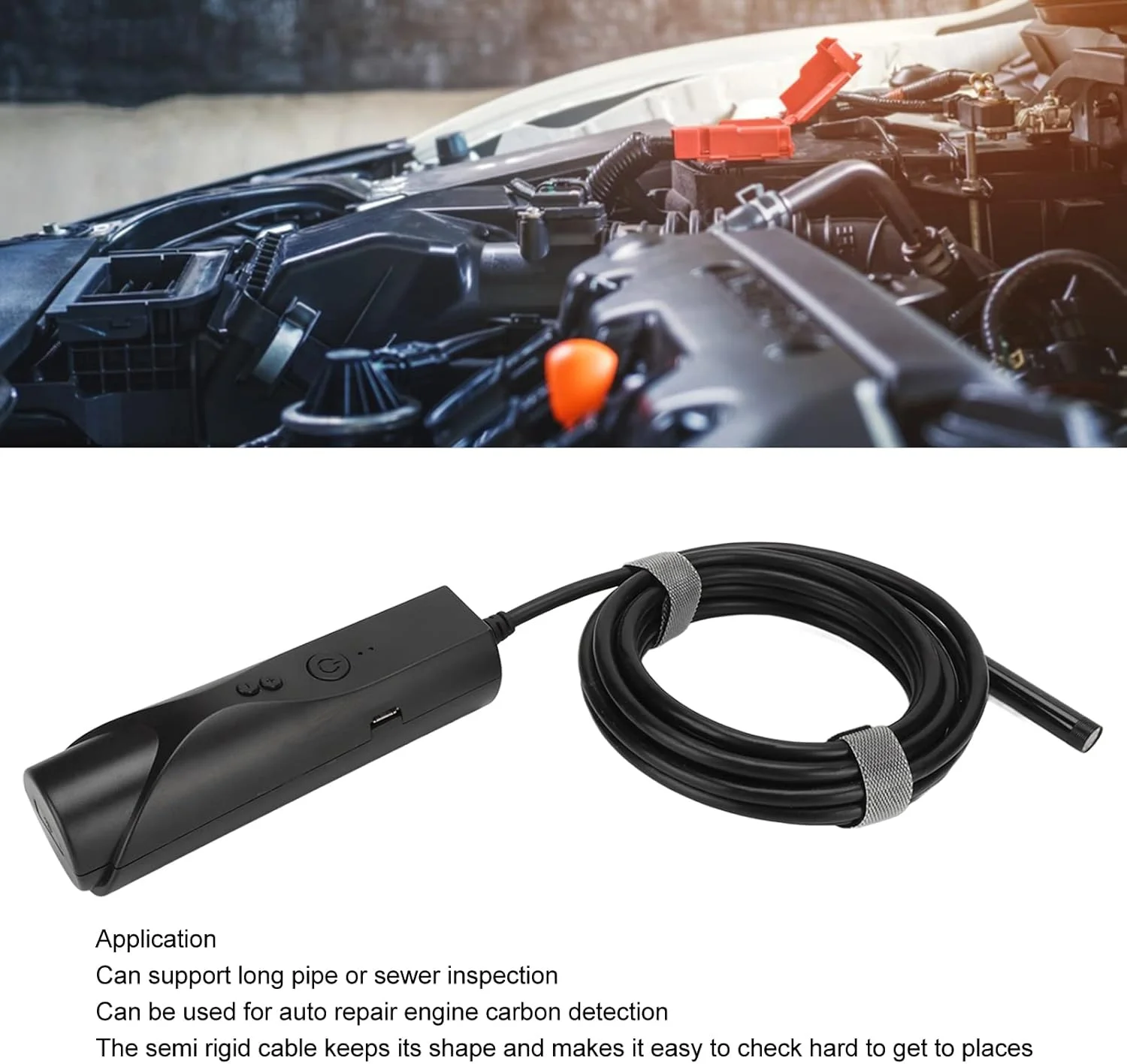 دوربین آندوسکوپی بی سیم Bewinner، بورسکوپ وای فای، HD 1080P، 6 LED، ضد آب IP67، مشکی، برای اندروید و iOS (1 متری)