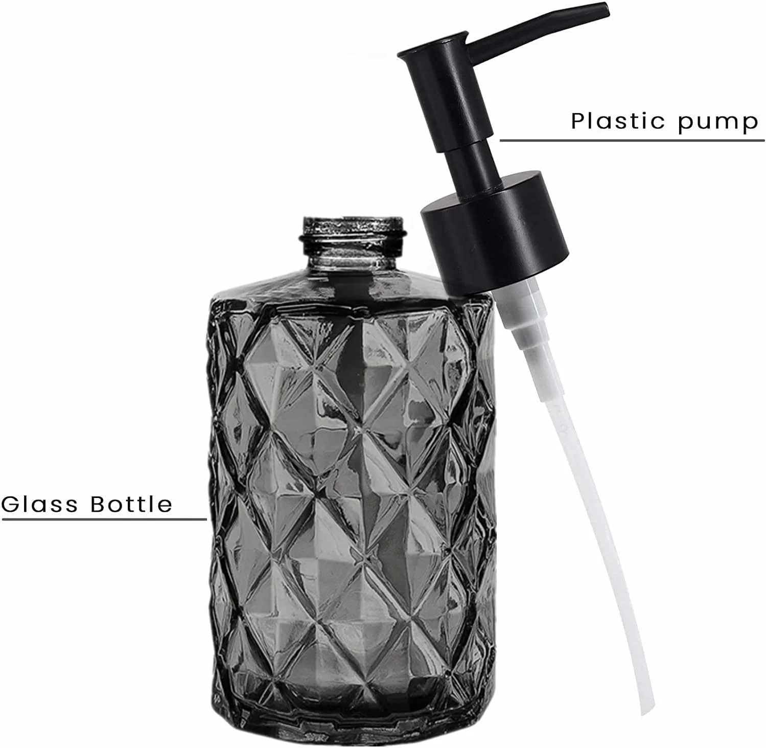 ست 2 عددی جا مایع ظرفشویی شیشه ای YTDTKJ برای حمام، بطری های صابون شیشه ای 330 میلی لیتری با پمپ پلاستیکی، ست جا مایع ظرفشویی آشپزخانه، جا مایع پمپی برای صابون مایع دست، لوسیون، روغن ضروری (مشکی)