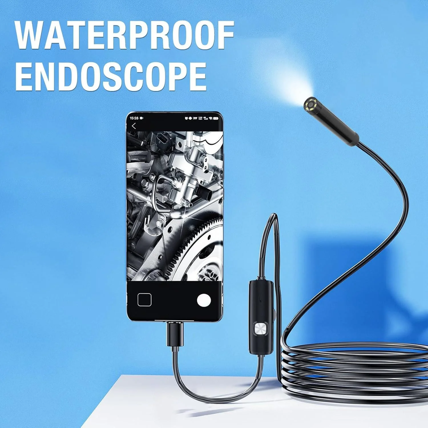 دوربین آندوسکوپی USB C Bewinner، بوراسکوپ HD 2 مگاپیکسلی، دوربین مار دیجیتال دوربین بازرسی دستی برای ساختار داخلی مکانیکی، قطر 7 میلی متر، طول 2 متر